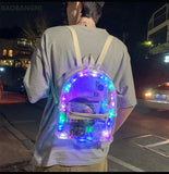 PVC Waterproof Transparent School Bag With Light Backpacks