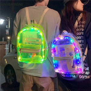 PVC Waterproof Transparent School Bag With Light Backpacks