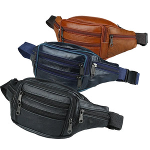 Men Leather Waist Packs Organizer Travel Waist Pack Necessity Waist belt