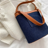 Women's Denim Large Shoulder Messenger Bag Casual All-match Stitching