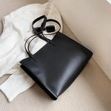 Large-Capacity Women's Shoulder Tote Bag Solid Texture