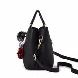 Women's Applique Plush Pendant Shoulder Tote Bag