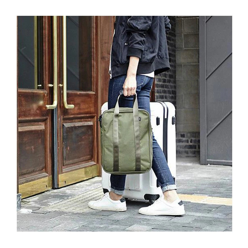 Casual Solid Canvas Handbag Cross Body Clothing Storage Pouch High Capacity