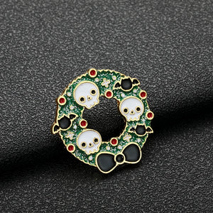Skeleton Bat Enamel Bag Lapel Pins Brooch Skull Wreath Jewelry