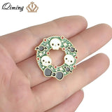 Skeleton Bat Enamel Bag Lapel Pins Brooch Skull Wreath Jewelry