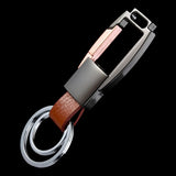 Alloy Leather Men Keychain Bag Pendant Car Keyring