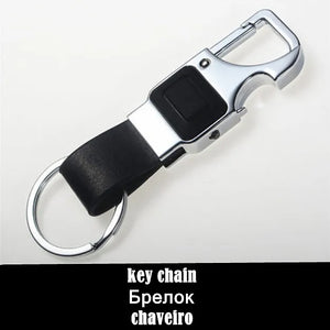 Men Leather Key Chain Car Key Ring LED Bottle Opener Multifunctional Tool Y16