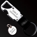Men Leather Key Chain Car Key Ring LED Bottle Opener Multifunctional Tool Y16