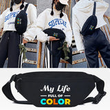 QUIT Letter Print Waist Bags Outdoor Shoulder Pack Casual Crossbody Bags
