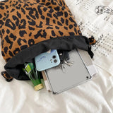 Qiaoduo Corduroy Leopard Pattern Shoulder Bag with Thick Chain