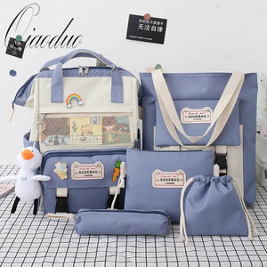 Canvas School Backpacks Women Cute Bookbags Travel Shoulder Bags