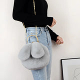 Qiaoduo Women Plush Mini Shoulder Bag Soft Rabbit Ears Crossbody Bag for Women