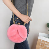 Qiaoduo Women Plush Mini Shoulder Bag Soft Rabbit Ears Crossbody Bag for Women