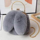 Qiaoduo Women Plush Mini Shoulder Bag Soft Rabbit Ears Crossbody Bag for Women
