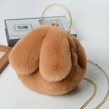Qiaoduo Women Plush Mini Shoulder Bag Soft Rabbit Ears Crossbody Bag for Women