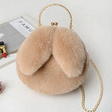 Qiaoduo Women Plush Mini Shoulder Bag Soft Rabbit Ears Crossbody Bag for Women