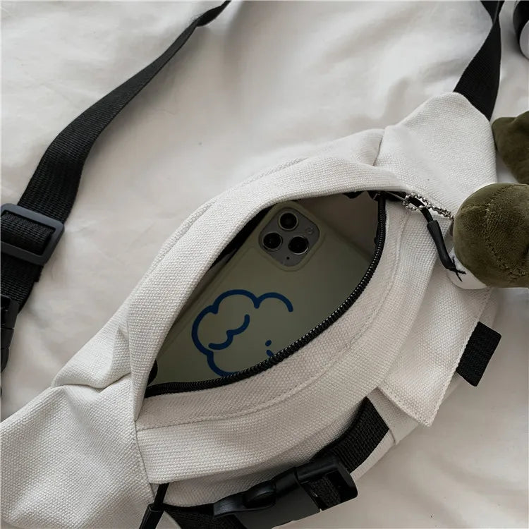 Qiaoduo Canvas Waist Bag Women Fanny Pack Shoulder Bag