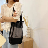 Qiaoduo Canvas Shoulder Bag Women Bag Mesh Net Handbag Crossbody Bag
