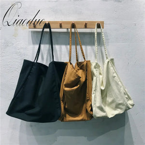 Qiaoduo Large Canvas Handbag Women Big Capacity Shopping Bag Lady Shoulder Bag