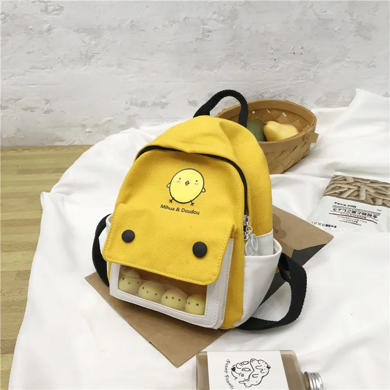 Qiaoduo School Backpack Women College Girls Cartoon Small Yellow Shoulder Bags