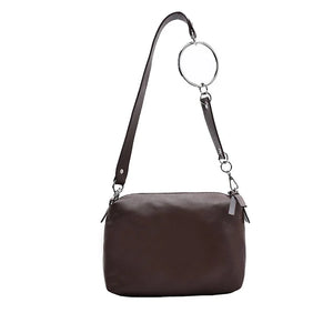 Qiaoduo Vintage PU Leather Shoulder Bag for Women Wide Belt Handbags