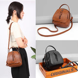 Qiaoduo Vintage PU Leather Shoulder Bag Large Capacity Crossbody Tote