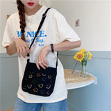 Smiling Face Crossbody Bag Cute Girls Handbag Canvas Shoulder Bag