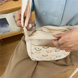 Smiling Face Crossbody Bag Cute Girls Handbag Canvas Shoulder Bag