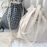 Qiaoduo Women Shoulder Bag Drawstring Crossbody Handbag Casual Girls Student Bag