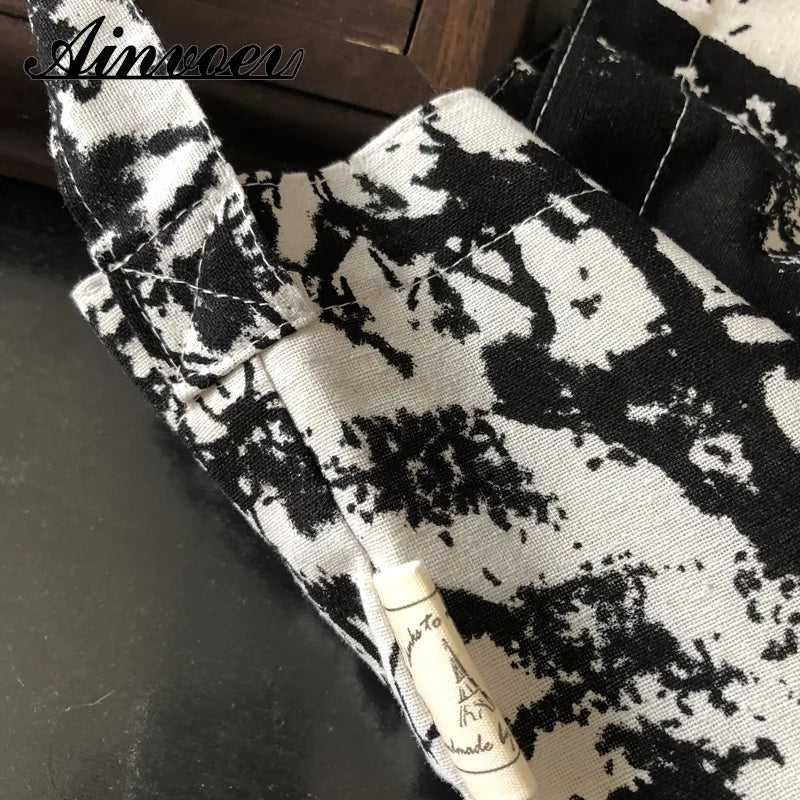 Vintage Linen Crossbody Bag Harajuku Print Large Capacity School Pouch