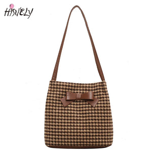 Bow Bucket Bag Women's Autumn and Winter High-capacity Shoulder Bag