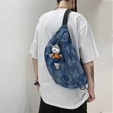 Denim Chest Bag Waist Pack Unisex Crossbody Bag
