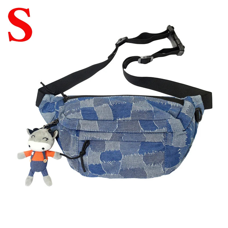Denim Chest Bag Waist Pack Unisex Crossbody Bag