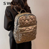 Ultra-Light Quilted Plaid Women's Backpack for Teenager Girls