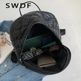 Ultra-Light Quilted Plaid Women's Backpack for Teenager Girls