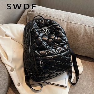 Ultra-Light Quilted Plaid Women's Backpack for Teenager Girls