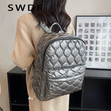 Ultra-Light Quilted Plaid Women's Backpack for Teenager Girls