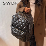 Ultra-Light Quilted Plaid Women's Backpack for Teenager Girls