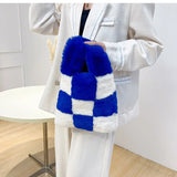 Soft Plush Chessboard Pattern Handbag