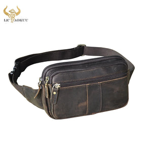 Leather Men Casual Travel Waist Belt Bag Chest Pack Sling Bag