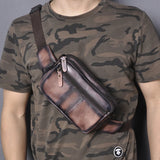 Leather Men Casual Travel Waist Belt Bag Chest Pack Sling Bag
