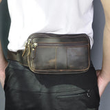 Leather Men Casual Travel Waist Belt Bag Chest Pack Sling Bag