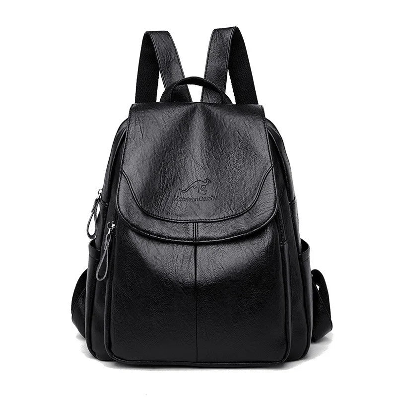 Sheepskin Leather Backpacks for Girls Daypack Vintage Backpack School Bags