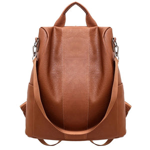 Leather Anti-thief Women Backpack Large Capacity Hair Ball School Bag