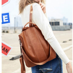 Leather Anti-thief Women Backpack Large Capacity Hair Ball School Bag