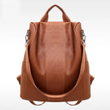 Leather Anti-thief Women Backpack Large Capacity Hair Ball School Bag