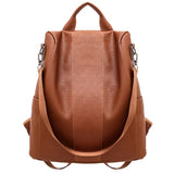 Leather Anti-thief Women Backpack Large Capacity Hair Ball School Bag