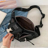 PU Leather Waist Bag Chain Fanny Pack Women Belly Band Belt Bag