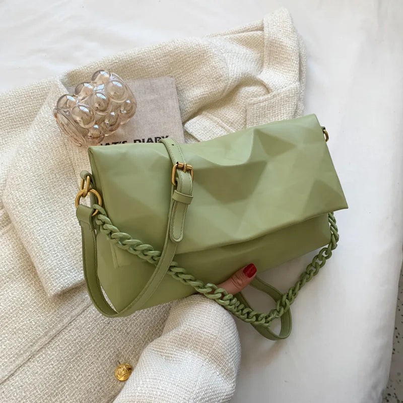 Geometric Shoulder Bag Thick Chain Vintage Handbag