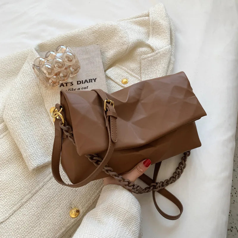 Geometric Shoulder Bag Thick Chain Vintage Handbag